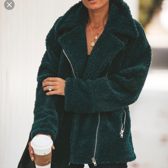Vici Jackets & Blazers - Vici Collection Green Sherpa Jacket